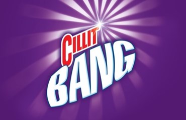 Cillit bang logo on a purple background