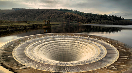 Plughole in reservoir