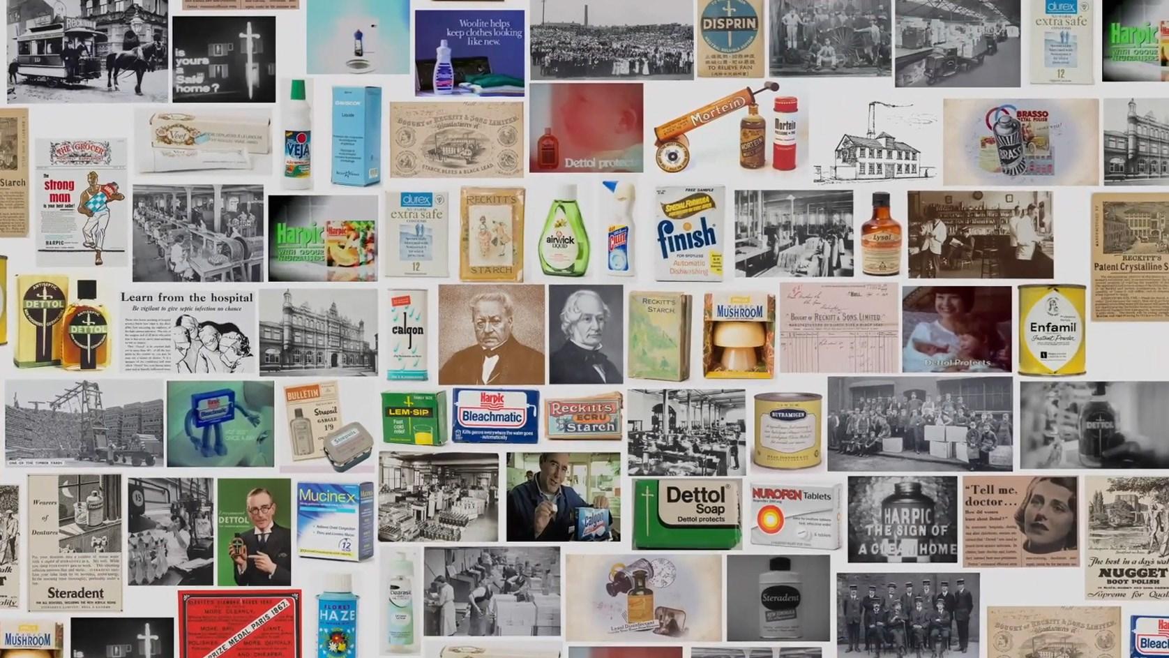 A collage of vintage Reckitt advertisements
