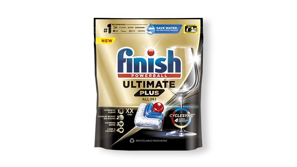 A bag of Finish dishwasher tablets